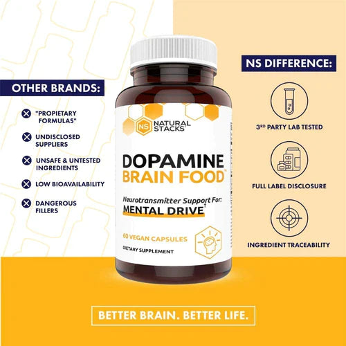 Natural Stacks - Dopamine Brain Food, 60 Vegan Capsules