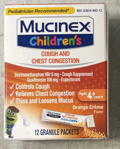 Mucinex Children's Cough & Chest Congestion Orange Creme 12 Packets